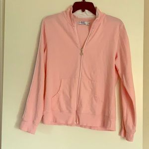 Y2K Pink w/ Grey Stripes Zip Up Sweater 🦄